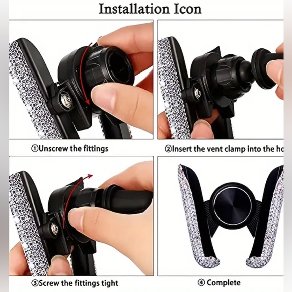 1pc New Car Phone Holder With Artificial Diamond Car-mounted Phone Holder - Picture 4 of 6